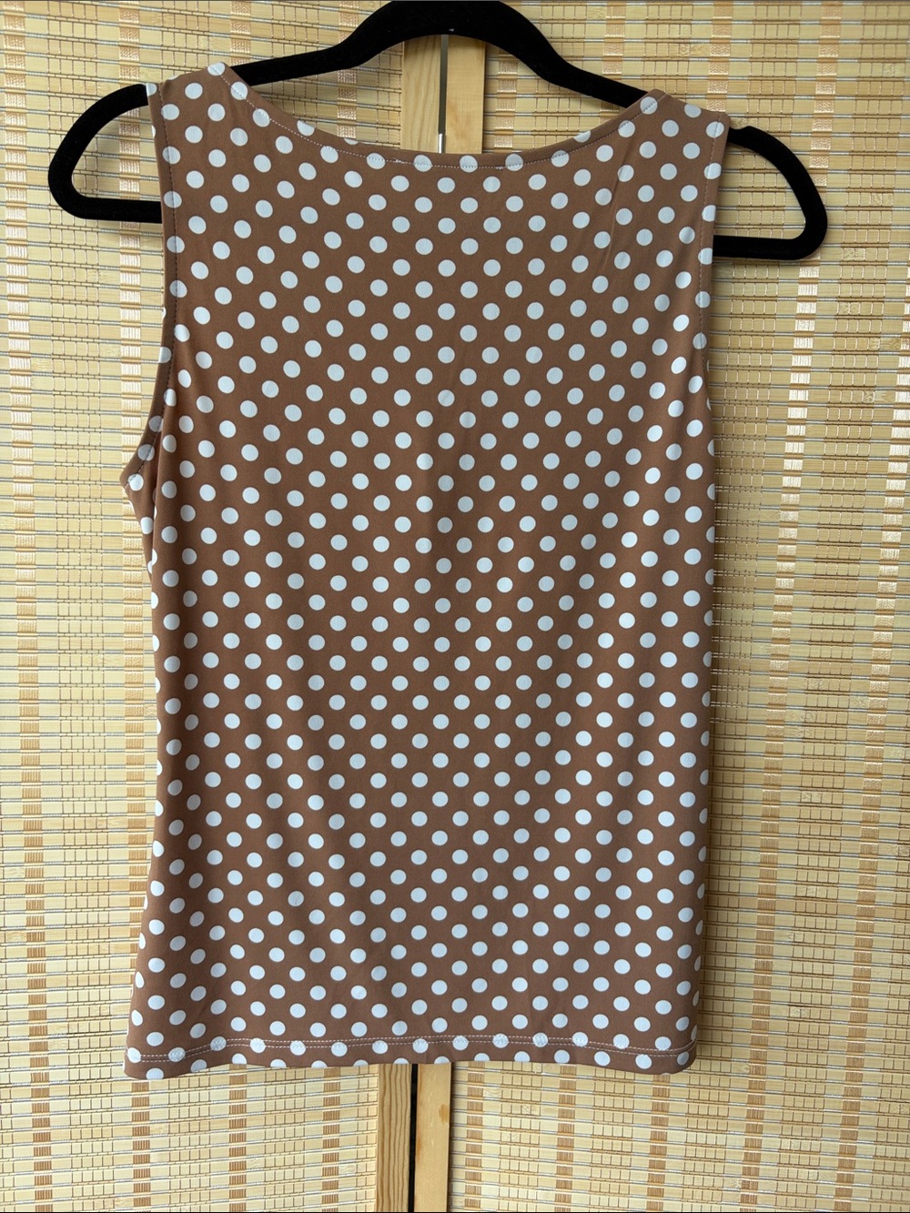 Melanie Lyne Brown Polka Dot Tie-Front Sleeveless Tank Top - Picture 12 of 13